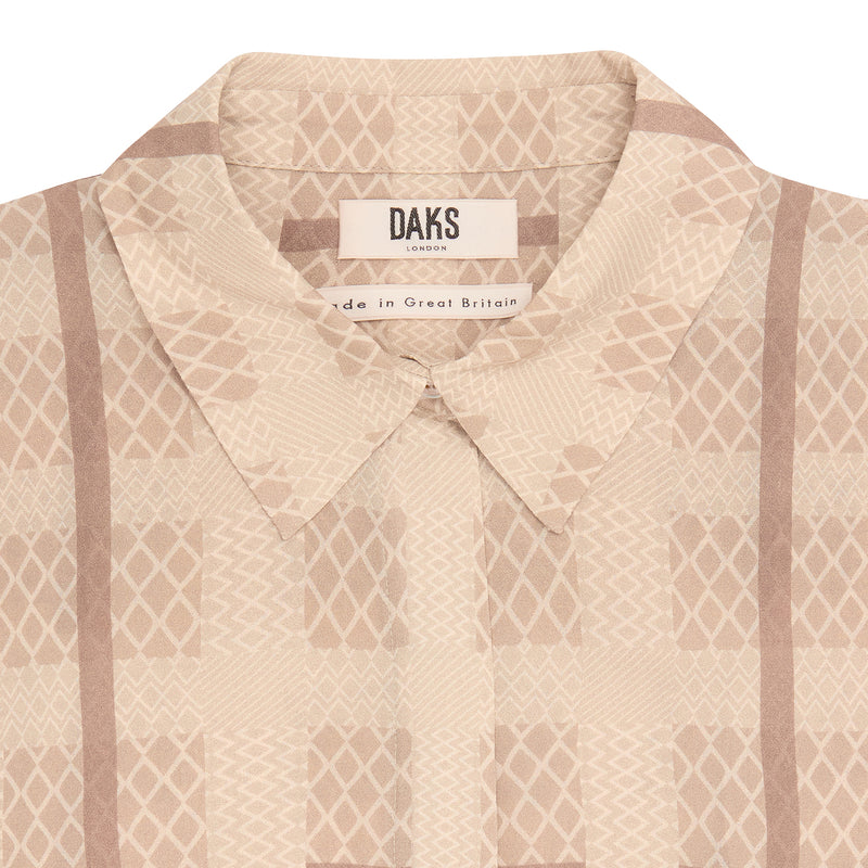 GEO CHECK WOVEN BLOUSE - PINK