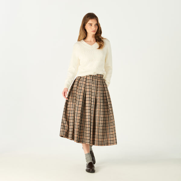 PLEATED HOUSE CHECK SKIRT – DAKS