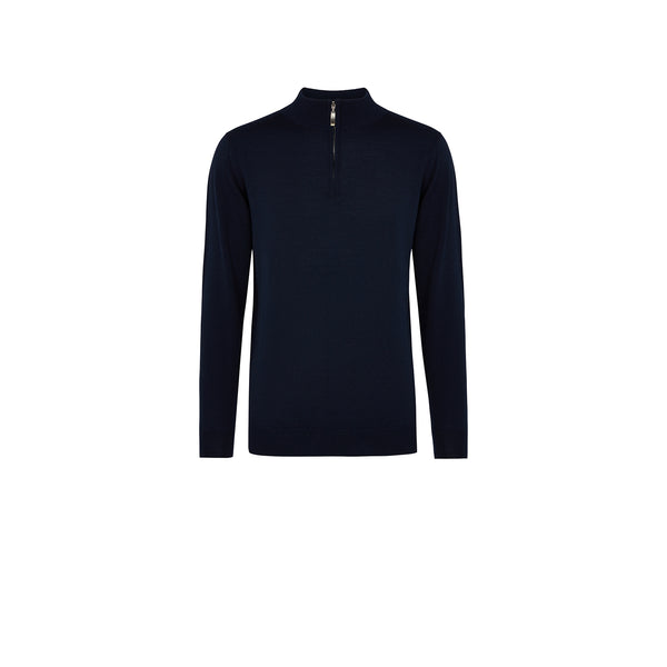 TURTLE NECK WITH ZIP NAVY – DAKS