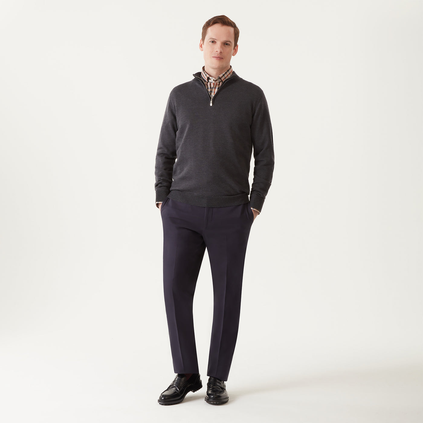 HYOD TECHWOOL TURTLE・DIAGONAL BLACK TURTLE NECK WITH ZIP - CHARCOAL – DAKS