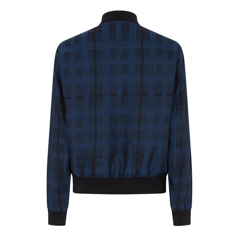 GEO CHECK BOMBER JACKET - NAVY