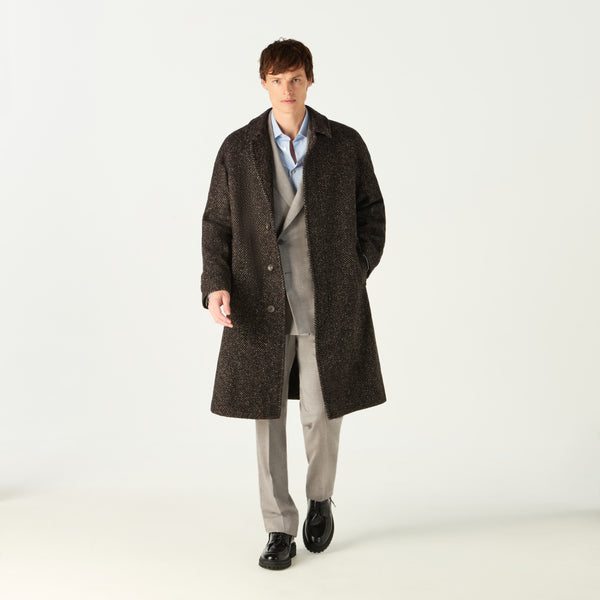 KENSINGTON HERRINGBONE OVERCOAT BROWN