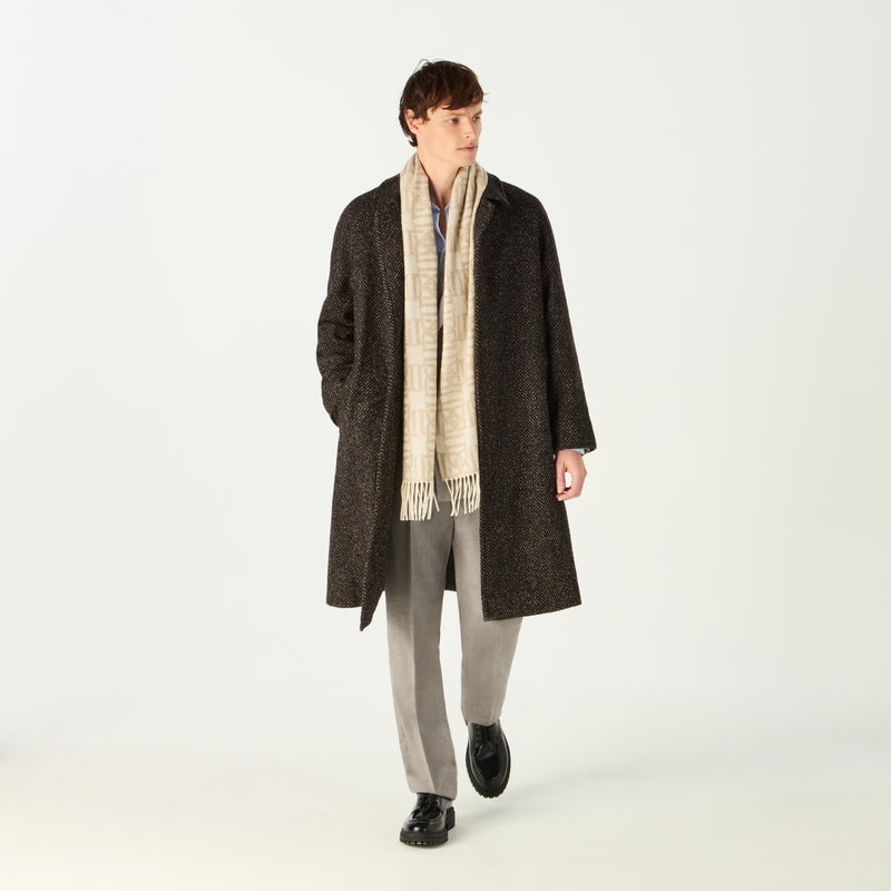 KENSINGTON HERRINGBONE OVERCOAT BROWN