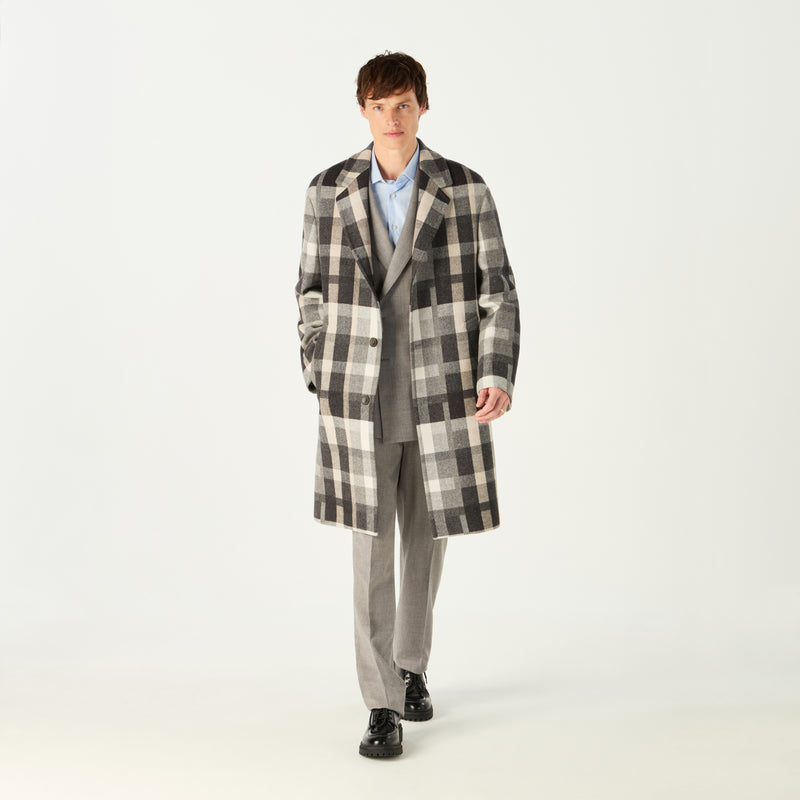 ANNIVERSARY CHECK WOOL OVERCOAT