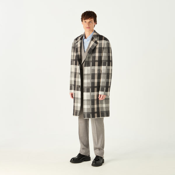 ANNIVERSARY CHECK WOOL OVERCOAT