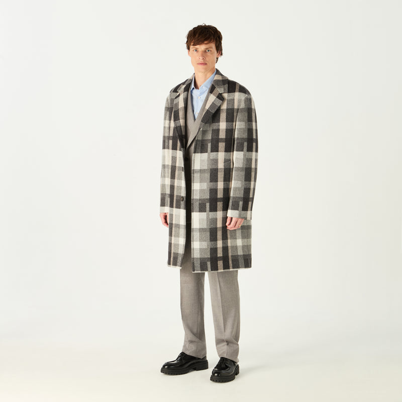 ANNIVERSARY CHECK WOOL OVERCOAT