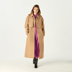 LONG BELTED WOOL TRENCH