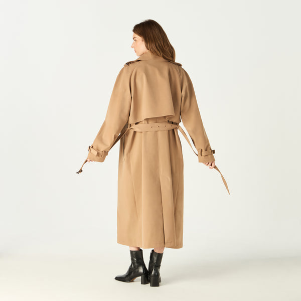 LONG BELTED WOOL TRENCH