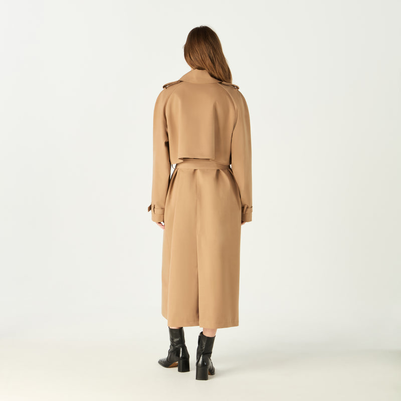 LONG BELTED WOOL TRENCH