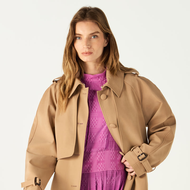 LONG BELTED WOOL TRENCH