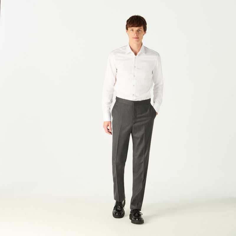 PLAIN FINE TWILL SHIRT - WHITE