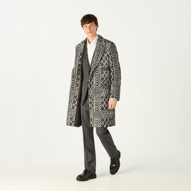 PEAK LAPEL 2 BUTTON OVERCOAT