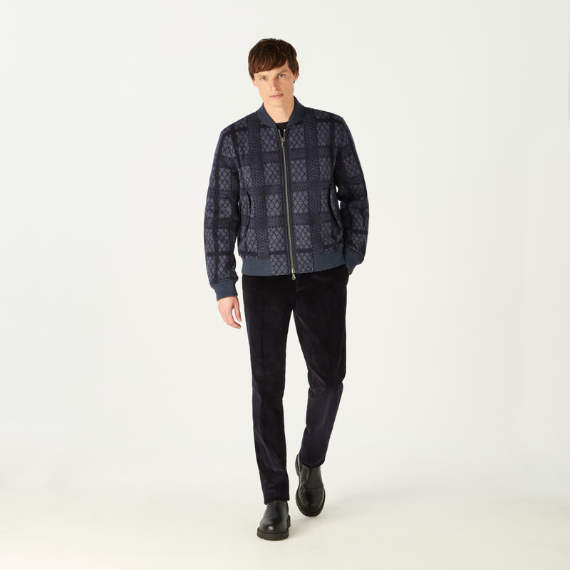 REVERSIBLE GEO CHECK BOMBER JACKET