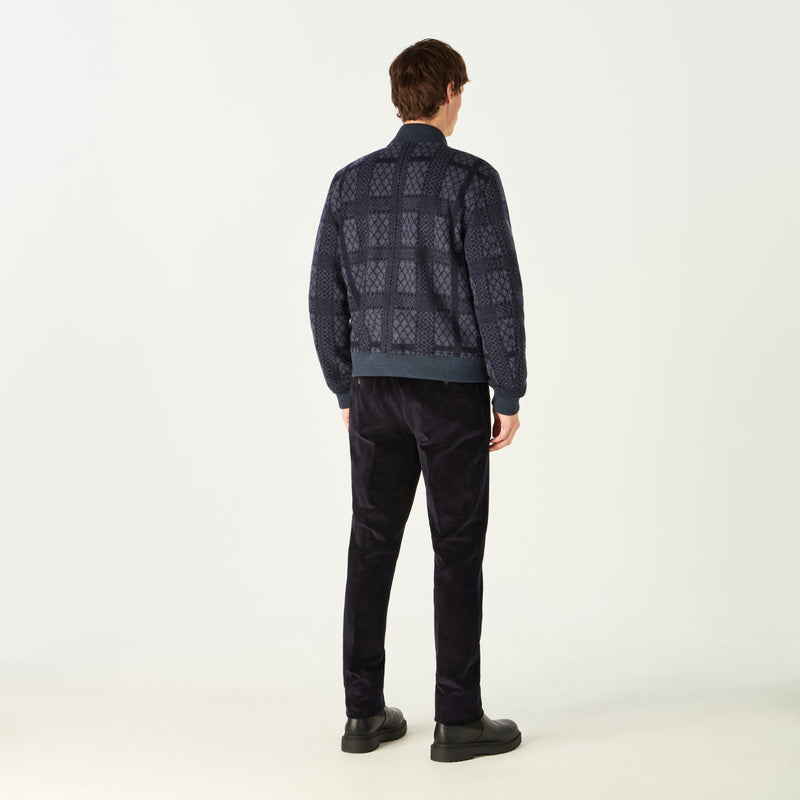 REVERSIBLE GEO CHECK BOMBER JACKET