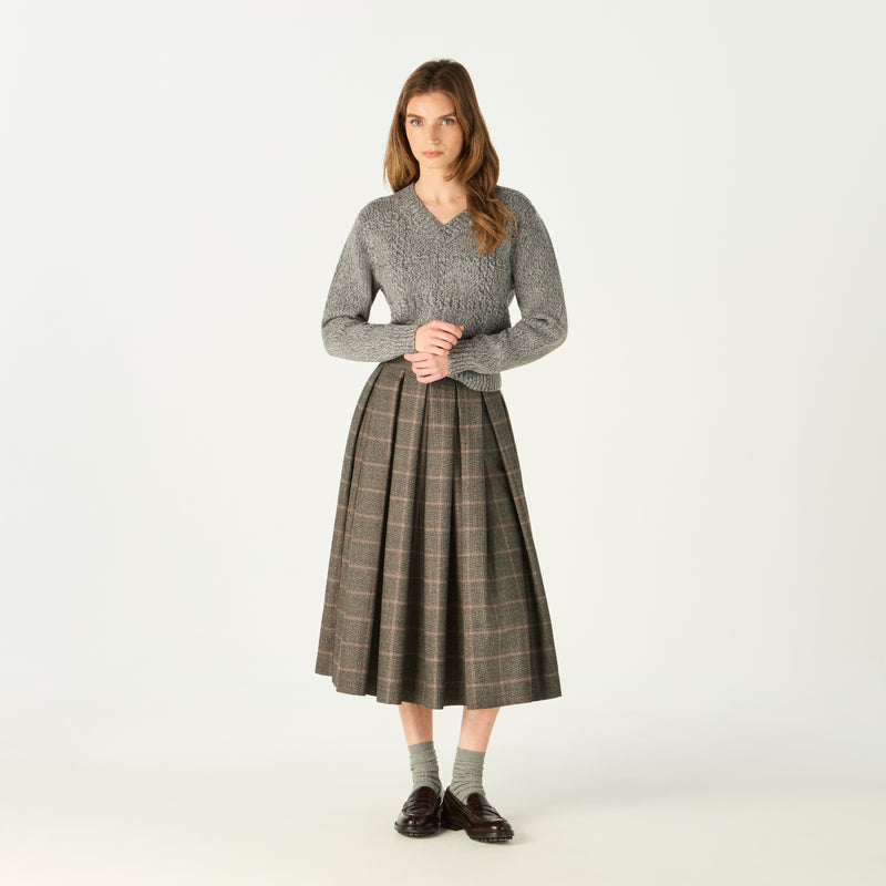 PLEATED CHECKED SKIRT