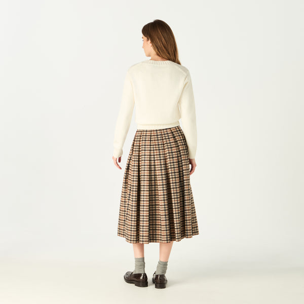 ANNE TEXTURED CHECK SWEATER - WHITE