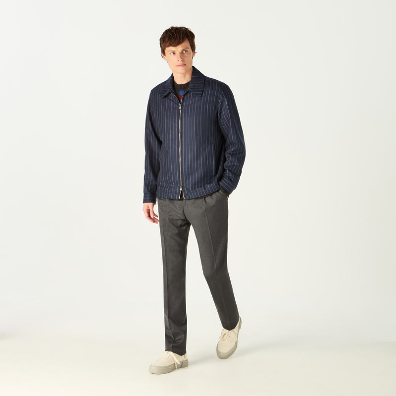 PIN STRIPED BLOUSON - NAVY