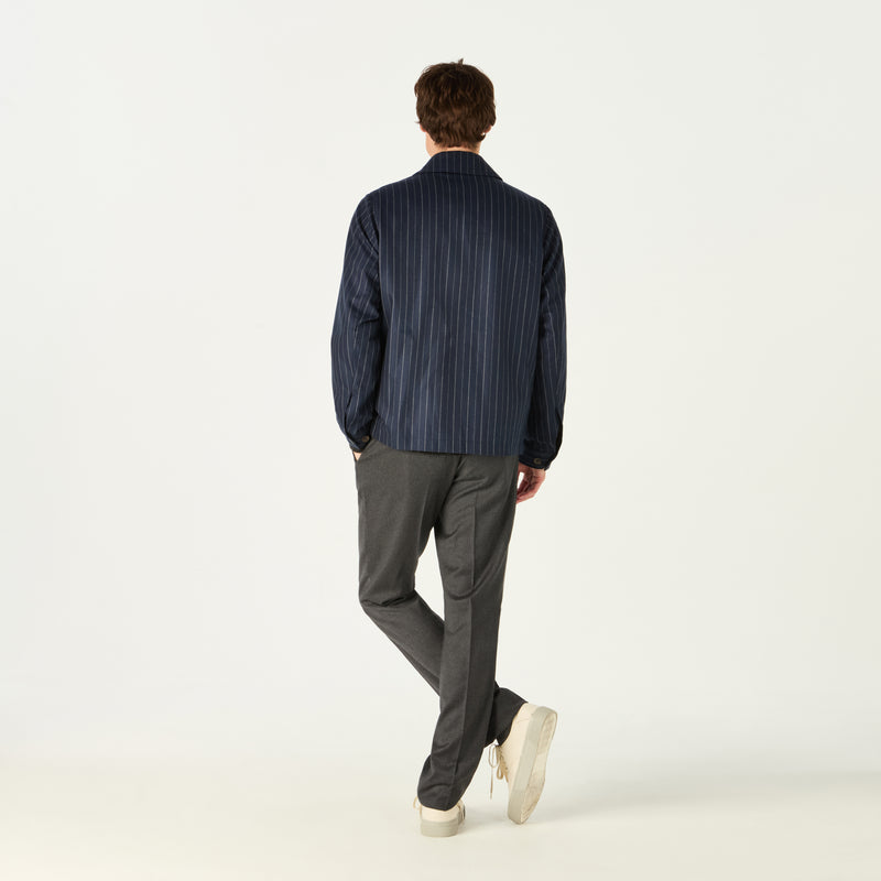 PIN STRIPED BLOUSON - NAVY