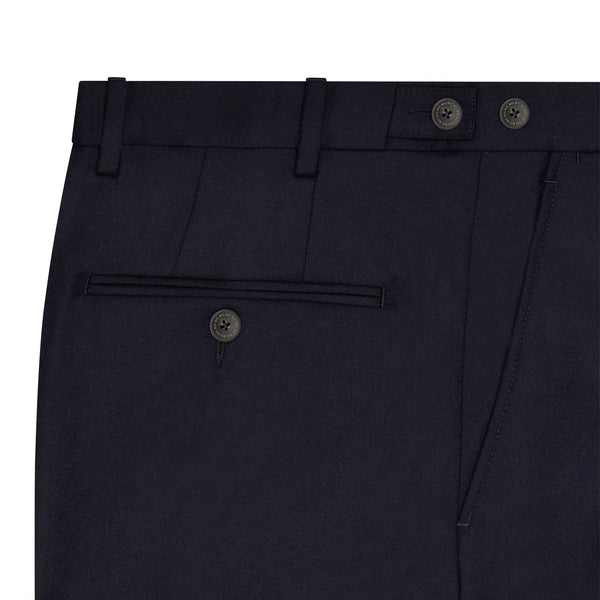 NAVY FLAT FRONT TROUSERS