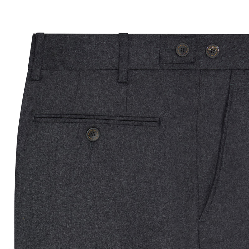 TINKER FLAT FRONT FLANNEL TROUSERS - DARK GREY