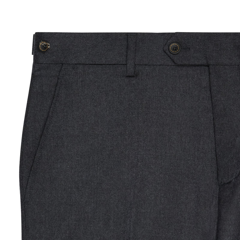 TINKER FLAT FRONT FLANNEL TROUSERS - DARK GREY