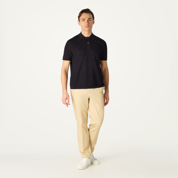 POINTELLE KNITTED POLO - NAVY