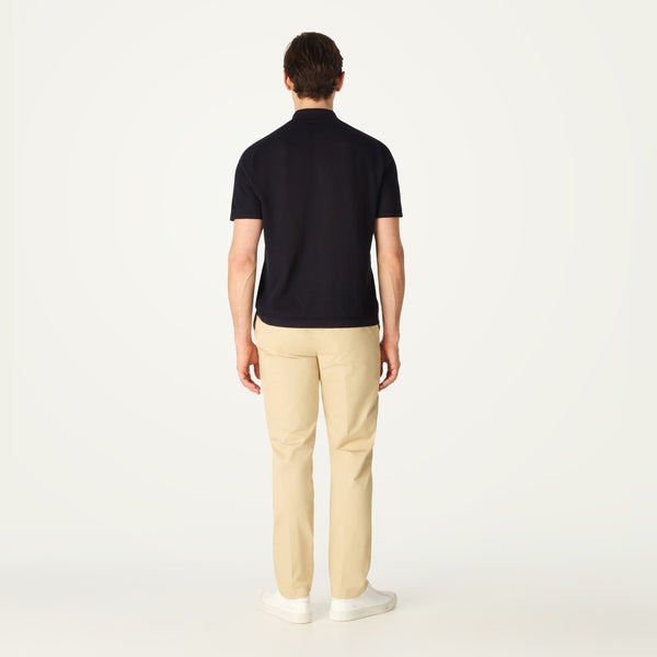 POINTELLE KNITTED POLO - NAVY