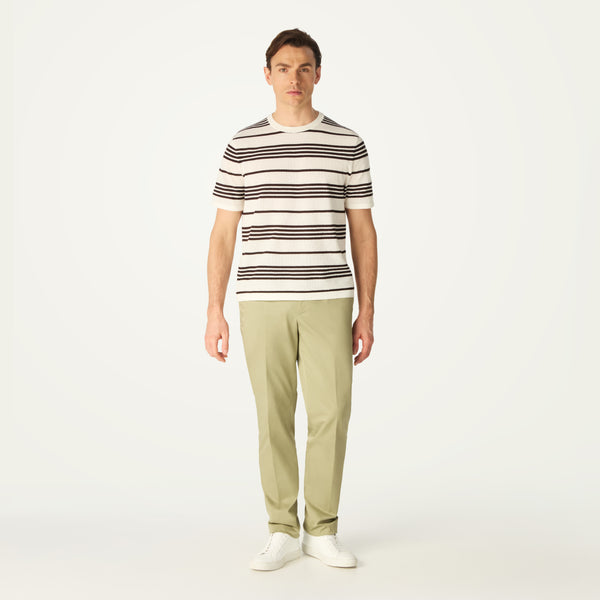 POINTELLE KNITTED T-SHIRT- STRIPE