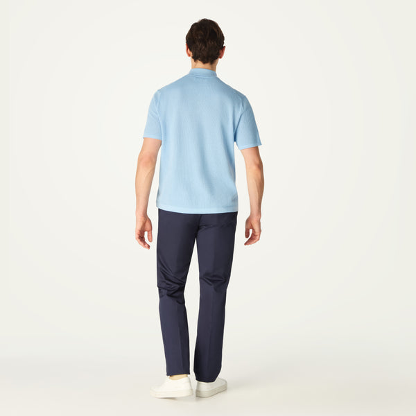 POINTELLE KNITTED POLO - LIGHT BLUE