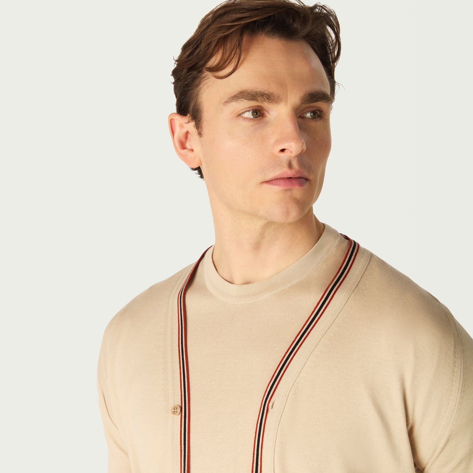 【dendenkankanさま専用】 JOHN SMEDLEY merino DAKS X JOHN SMEDLEY HOUSE STRIPE CARDIGAN - ALMOND