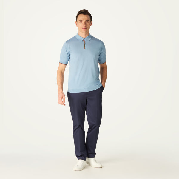 DAKS X JOHN SMEDLEY HOUSE STRIPE POLO KNIT