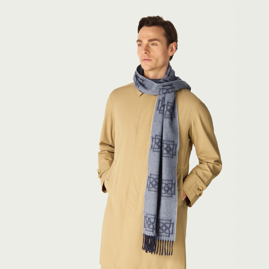 INTERLOCKING D SCARF – BLUE – DAKS