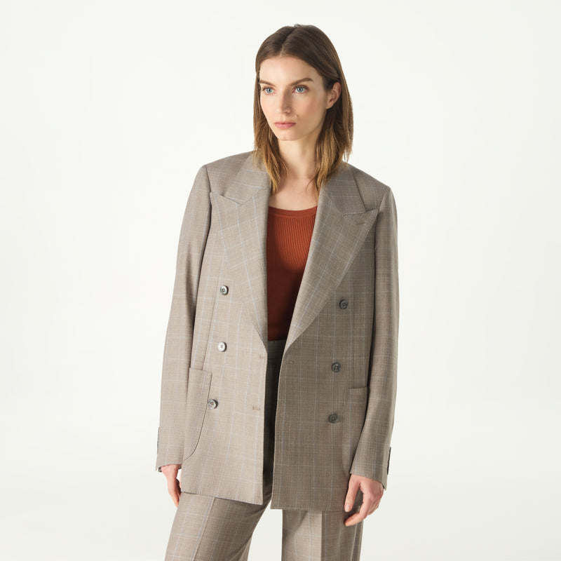 DOUBLE BREASTED WINDOWPANE BLAZER