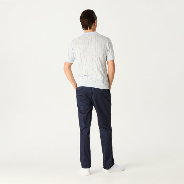 DAKS X JOHN SMEDLEY POINTELLE HOUSECHECK POLO SHIRT - DEW