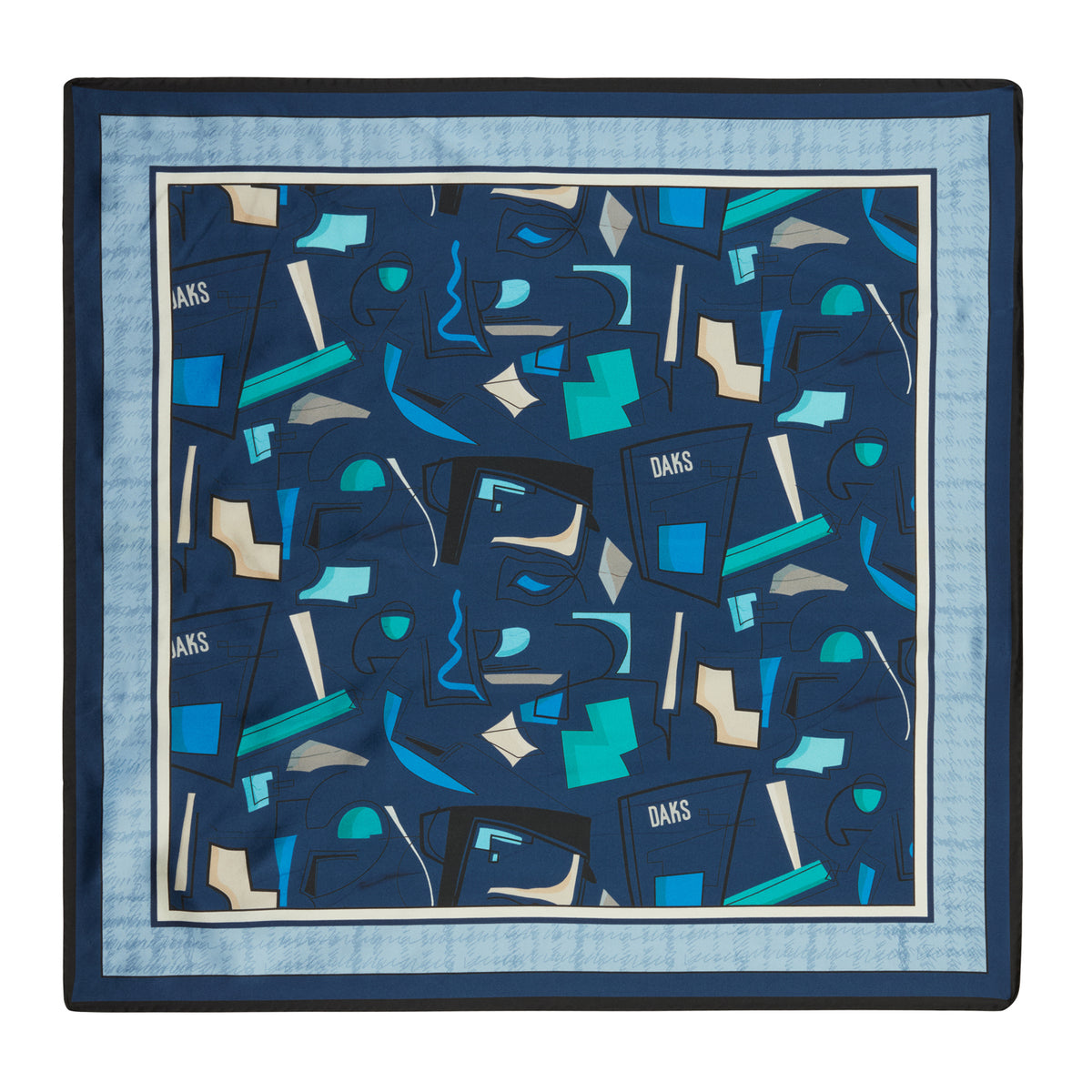 ◇DAKS◇ [DAKS GIFT][Ring Set][SILK100%]Blue DD Chain Scarf D-CHAINS SILK FOULARD - BLUE – DAKS