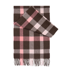 SEASONAL CHECK SCARF – PINK & BROWN