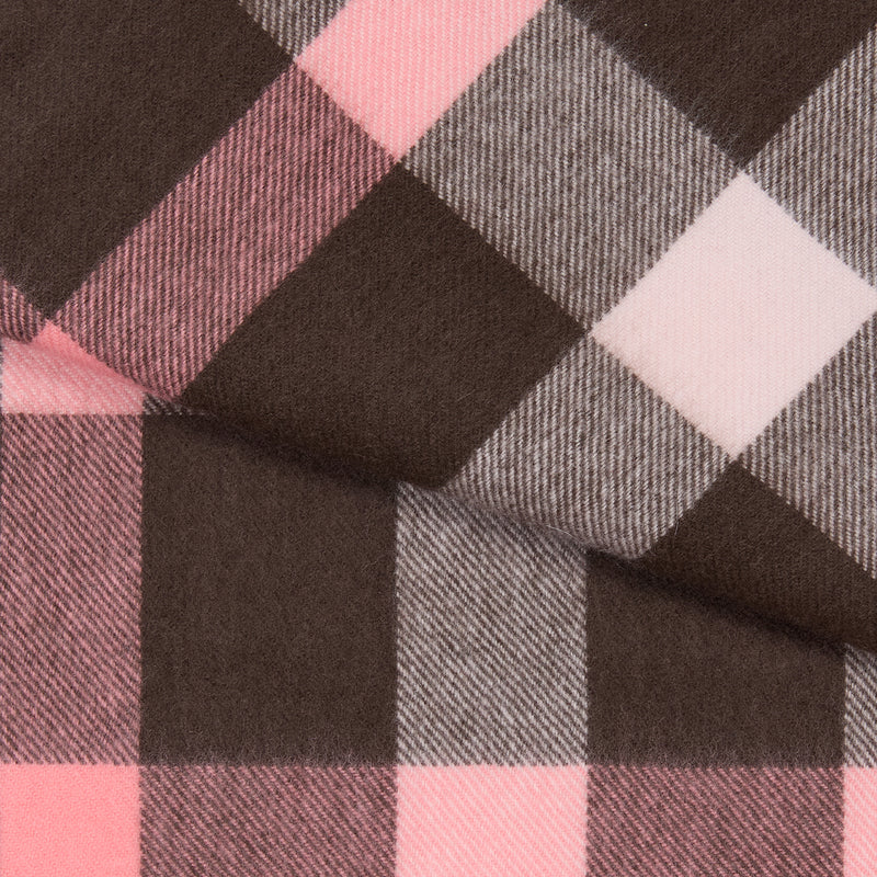 SEASONAL CHECK SCARF – PINK & BROWN