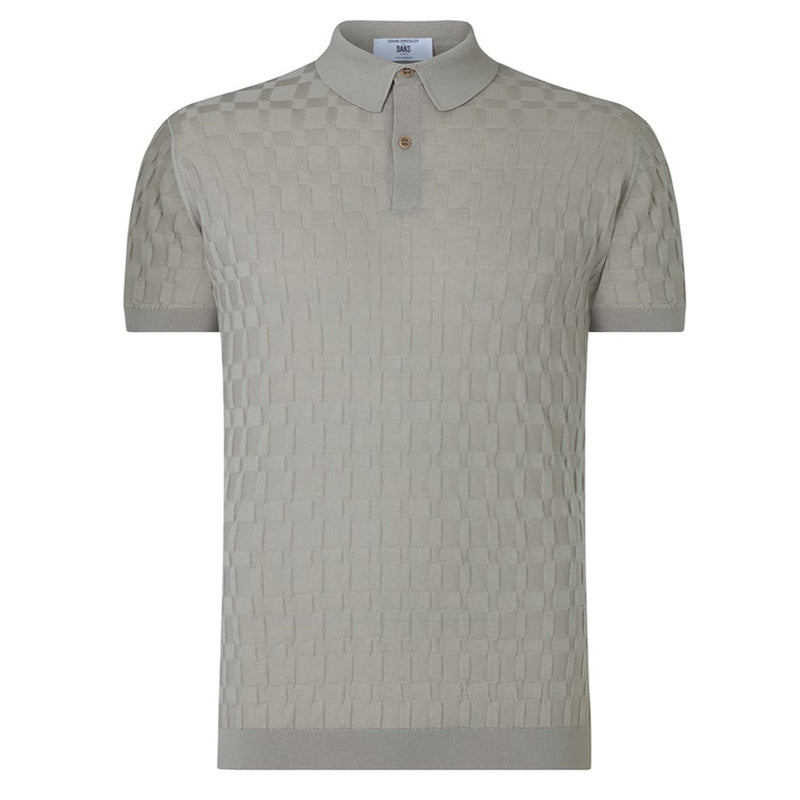 DAKS X JOHN SMEDLEY HOUSECHECK POLO SHIRT - PARCHMENT