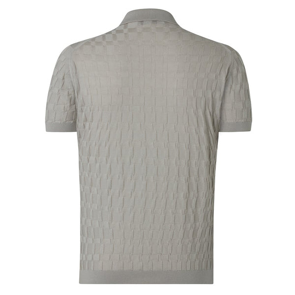 DAKS X JOHN SMEDLEY HOUSECHECK POLO SHIRT - PARCHMENT