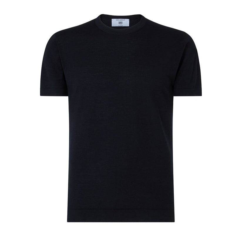 DAKS X JOHN SMEDLEY HOUSE STRIPE T SHIRT - BLACK