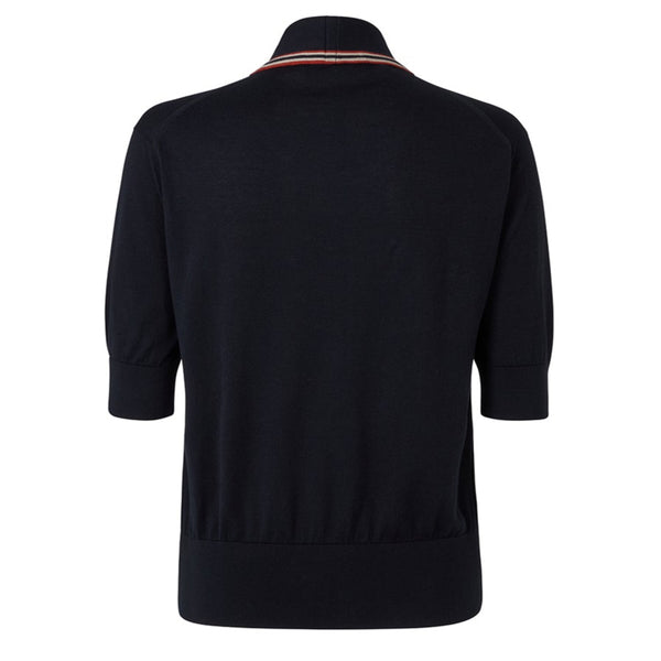 DAKS X JOHN SMEDLEY HOUSE STRIPE TOP - BLACK