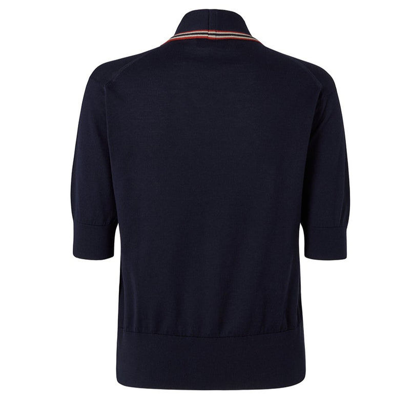 DAKS X JOHN SMEDLEY HOUSE STRIPE TOP - NAVY