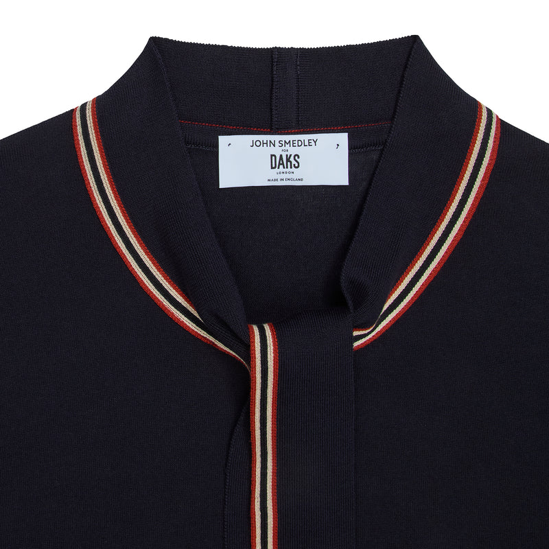 DAKS X JOHN SMEDLEY HOUSE STRIPE TOP - NAVY