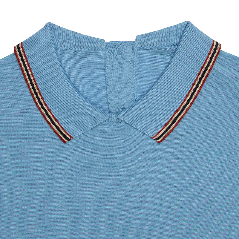 DAKS X JOHN SMEDLEY HOUSE STRIPE COLLARED TOP