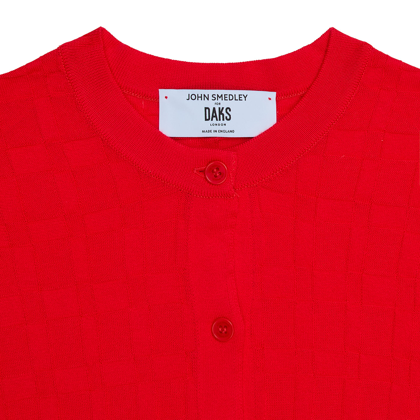 DAKS X JOHN SMEDLEY HOUSE CHECK CARDIGAN - RED