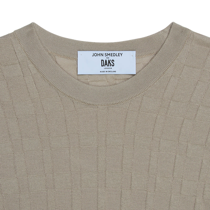 DAKS X JOHN SMEDLEY HOUSECHECK JUMPER - PARCHMENT