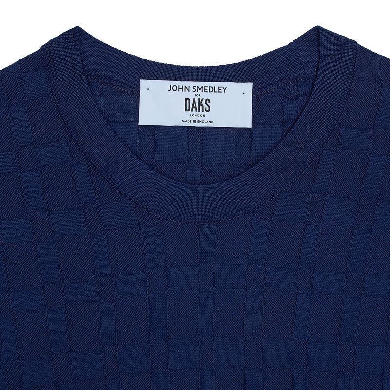 DAKS X JOHN SMEDLEY HOUSECHECK JUMPER - NAVY