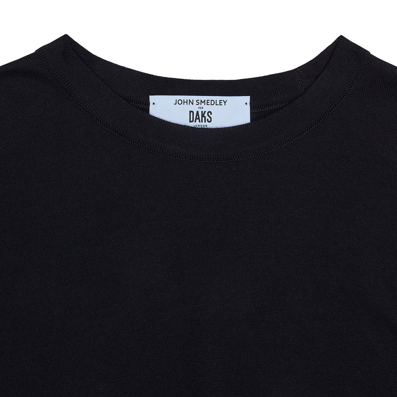 DAKS X JOHN SMEDLEY HOUSE STRIPE T SHIRT - BLACK