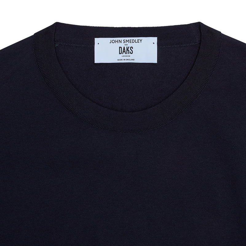 DAKS X JOHN SMEDLEY HOUSE STRIPE T SHIRT - NAVY