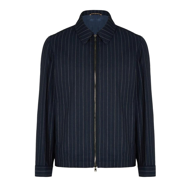 PIN STRIPED BLOUSON - NAVY